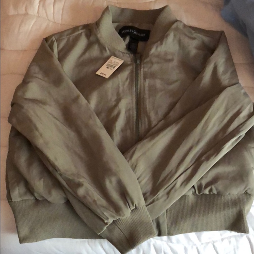 Ashley Stewart Cropped Bomber Jacket